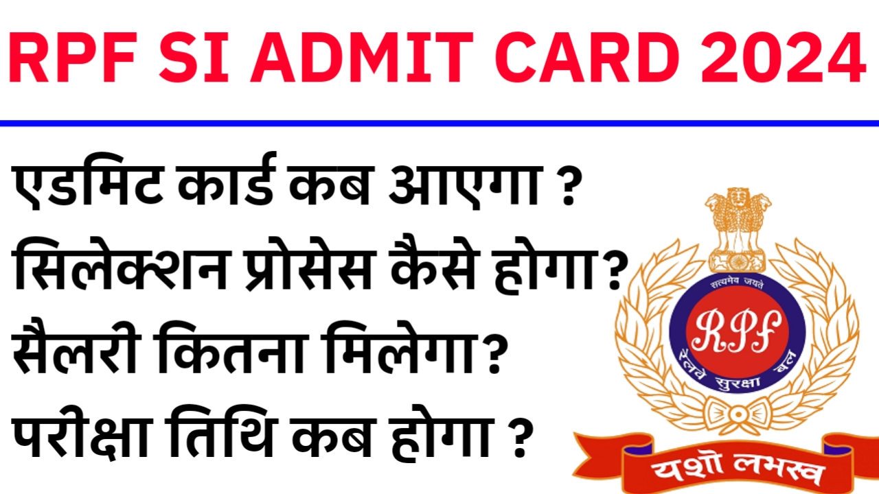 RPF SI ADMIT CARD RELEASE 2024